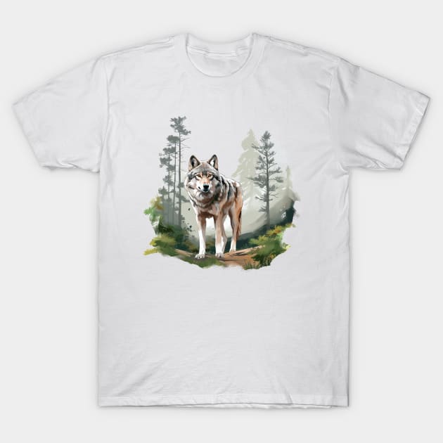 Watercolor Wolf T-Shirt by zooleisurelife